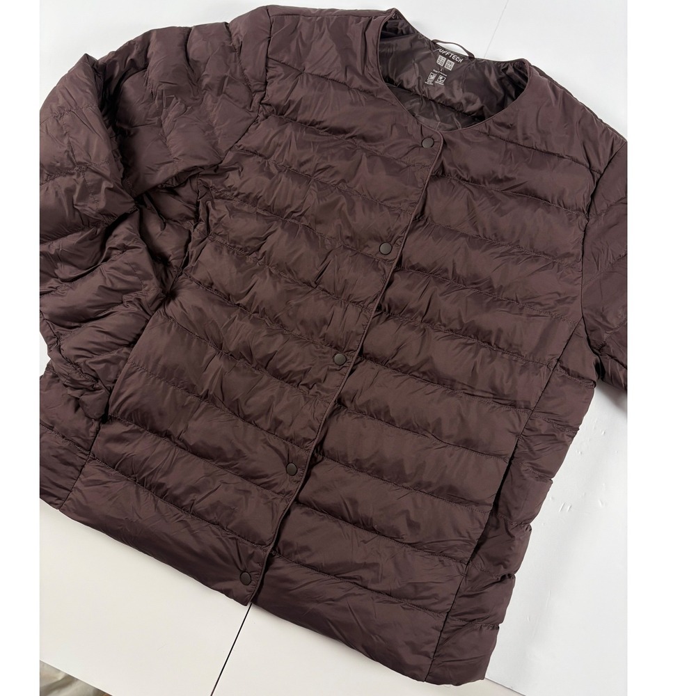 UNIQLO PUFFTECH Collarless Quilted Jacket Large Lightweight Packable Wine Purple